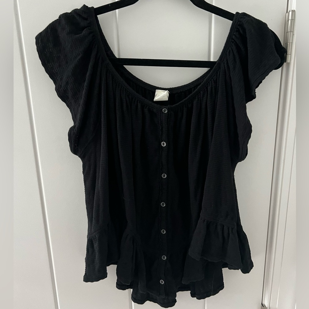 Black stretchy free people on or off shoulder tank